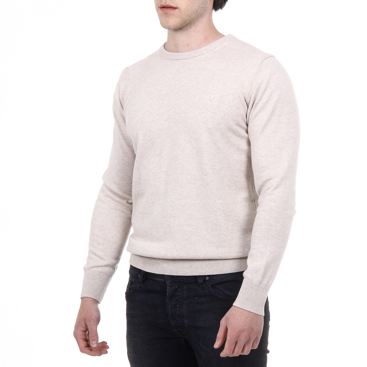 V 1969 Italia Maglione da uomo a maniche lunghe con scollo tondo