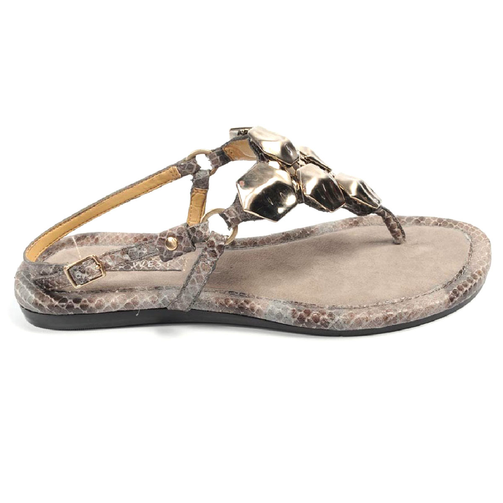 Nine West Sandalo piatto con cinturino posteriore da donna NWWALID MARRONE MULTICOLORE