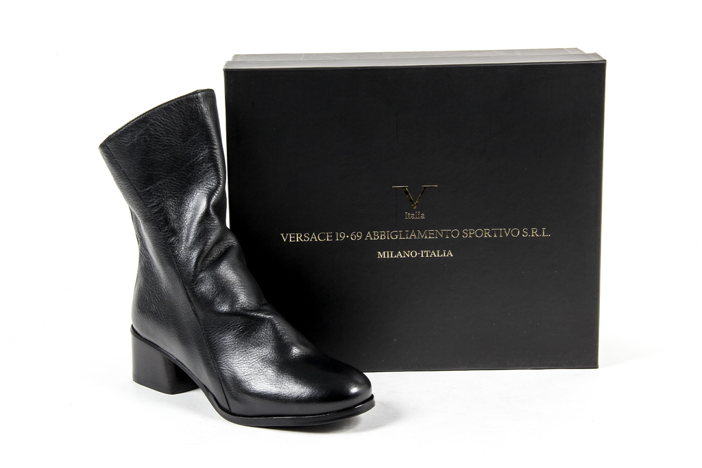 V 1969 Italia Stivaletto corto da donna Nero PRUGNA