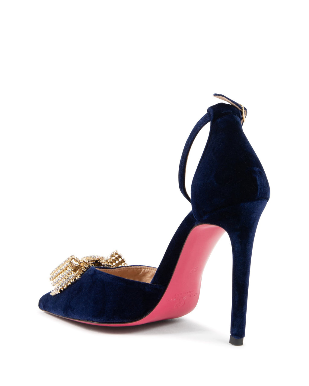 Décolleté con fiocco in velluto blu navy