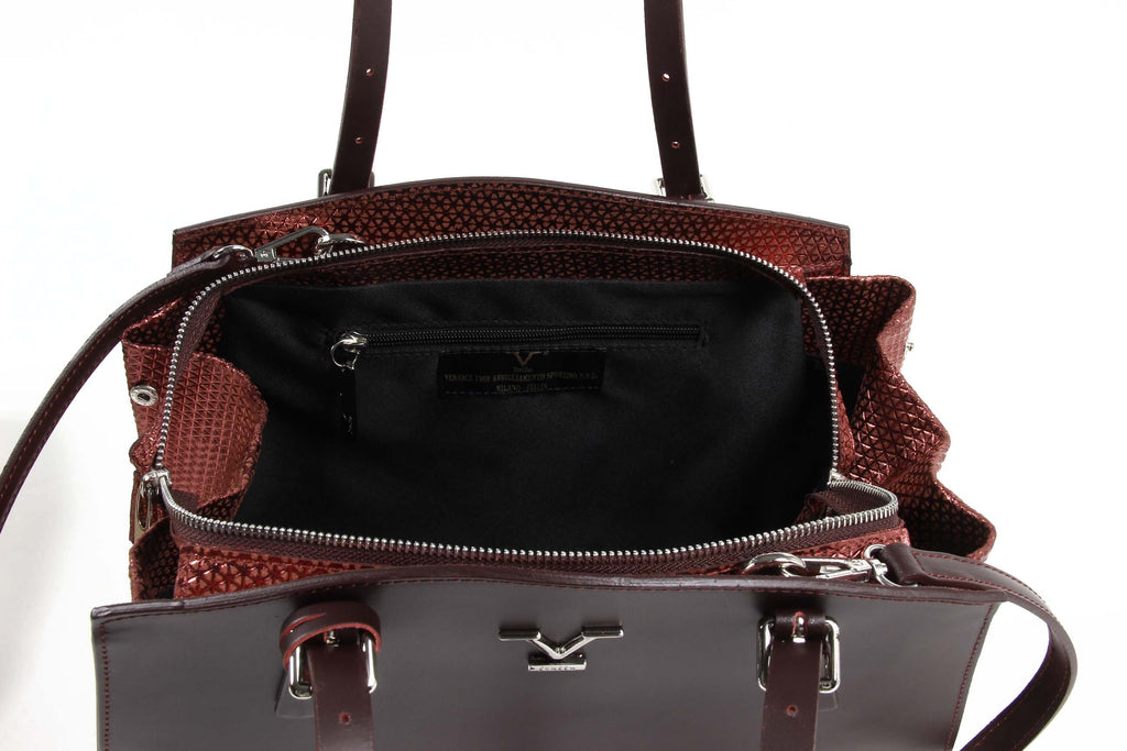 V 1969 Italia Womens Handbag V016-S RUGA STAMPATO BORDEAUX