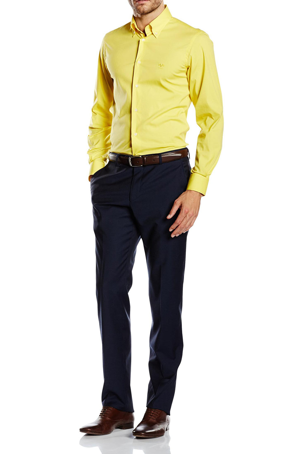 Camicia da uomo slim fit con bottoni e collo alto V 1969 Italia SBD65