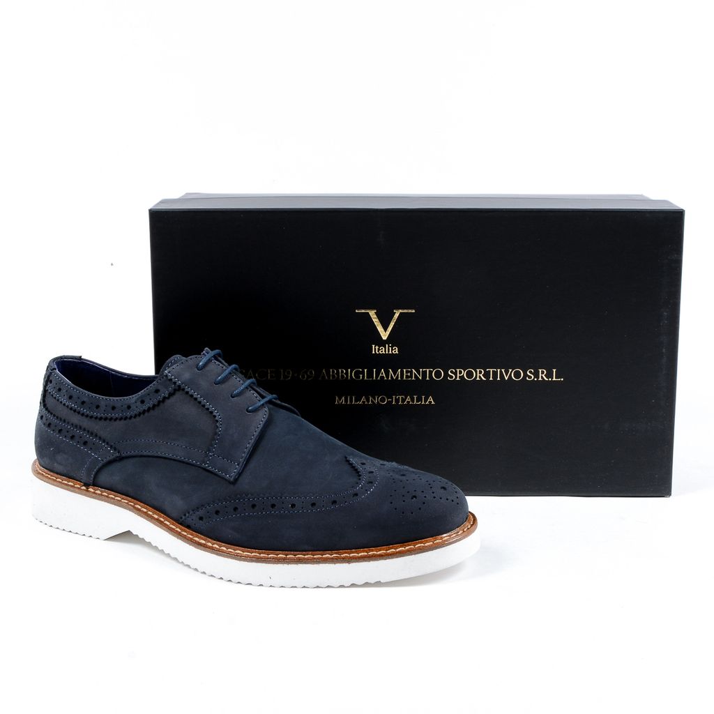 V 1969 Italia Scarpe Oxford Brogue da uomo Blu PEDRO