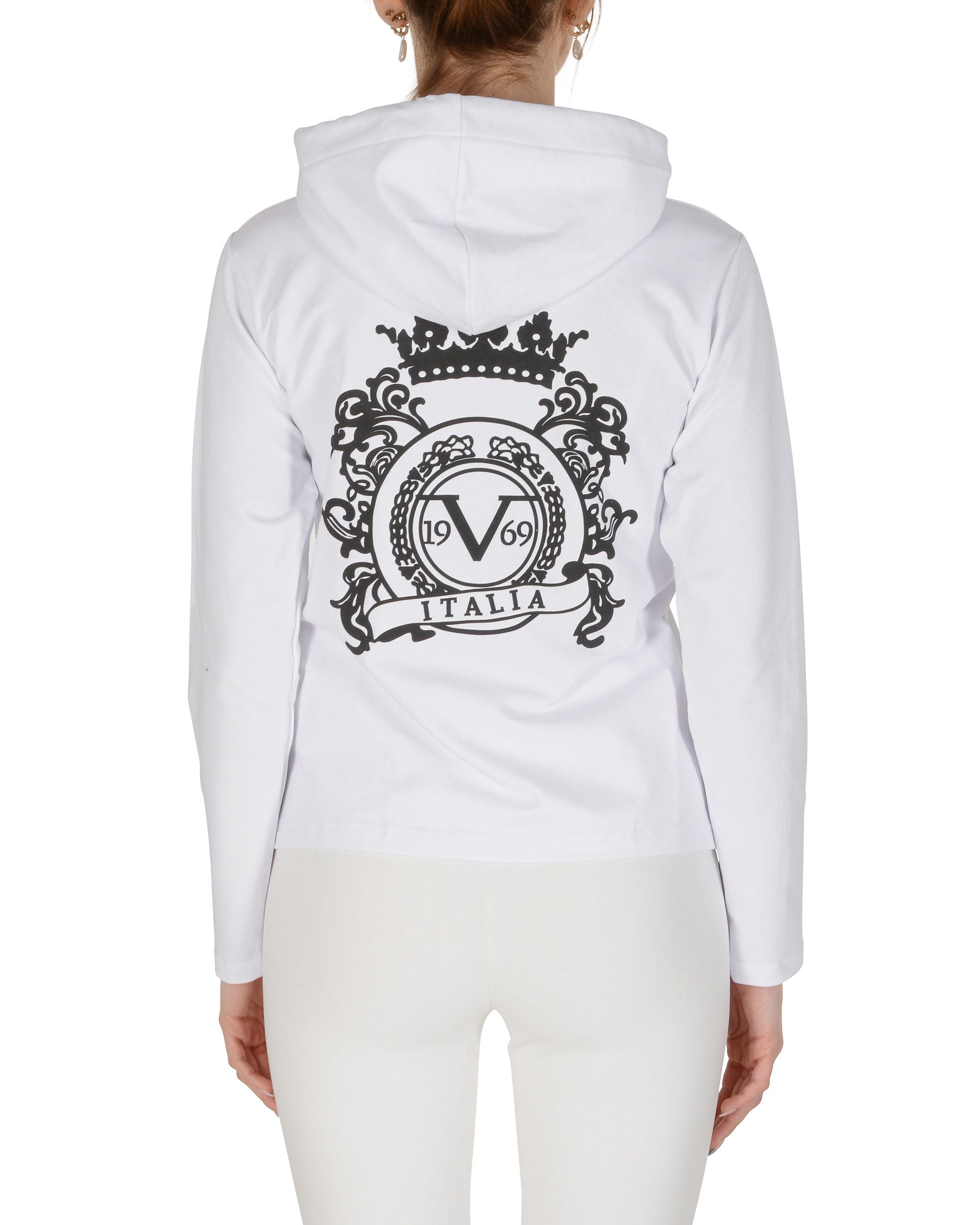 19V69 Italia Felpa con cappuccio da donna bianca ELEANA HOODIE WHITE
