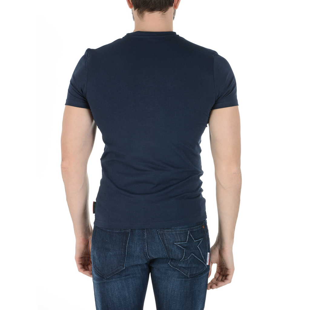 Andrew Charles Maglietta da uomo a maniche corte con scollo rotondo blu KEITA