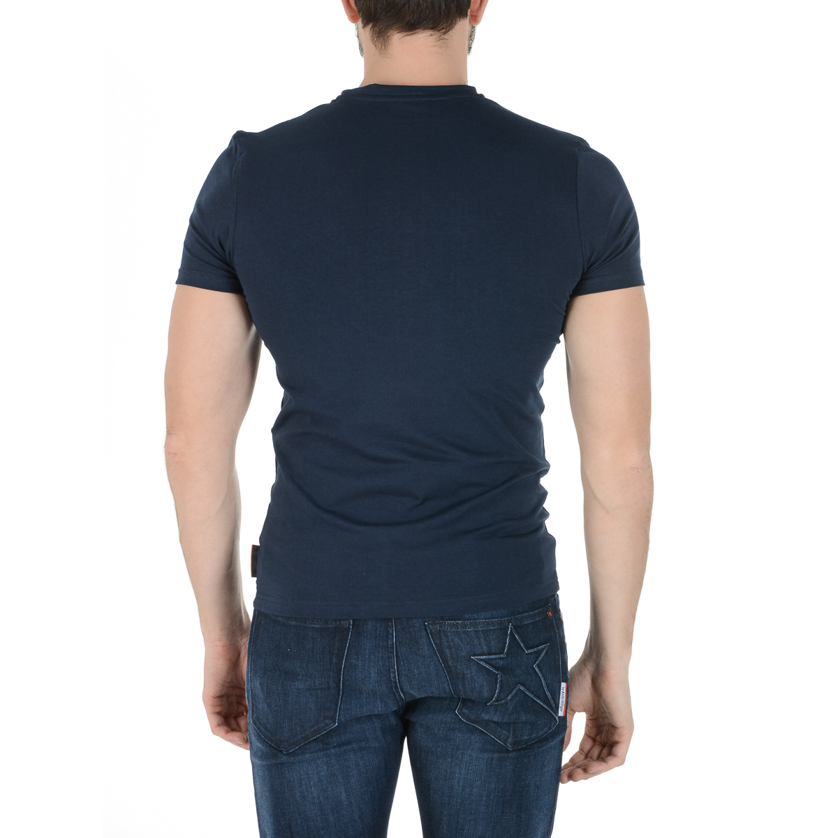 Andrew Charles Maglietta da uomo a maniche corte con scollo rotondo blu KEITA