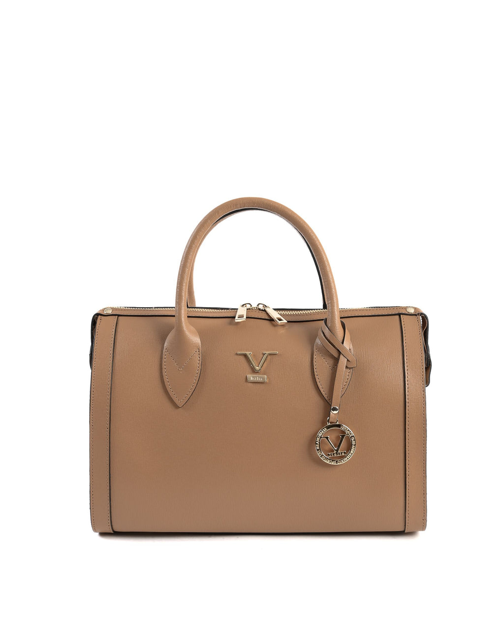 Borsa a mano da donna V Italia Marrone V014-G SAFFIANO CUOIO CHIARO