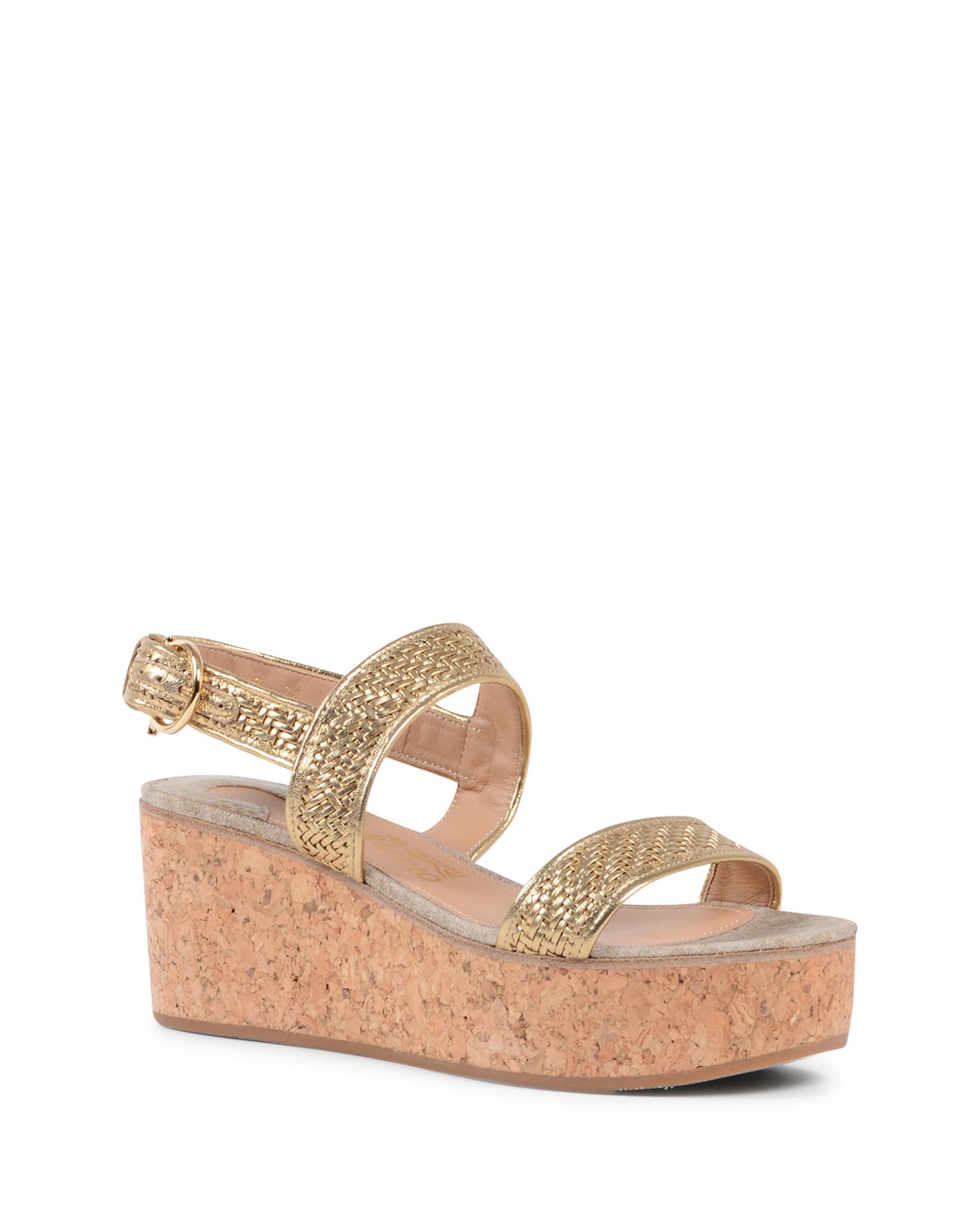 Sandalo con zeppa da donna Salvatore Ferragamo Oro EURITEA