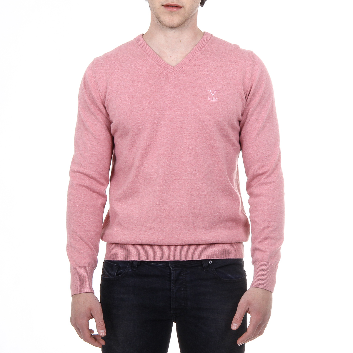 V 1969 Italia Maglione da uomo a maniche lunghe con scollo a V
