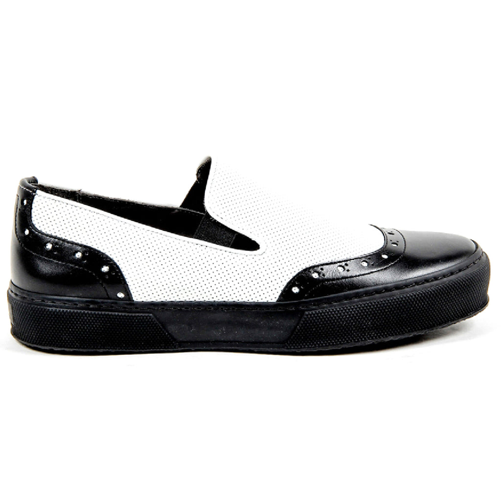 Robert Clergerie Paris Sneaker slip-on da donna TILO02 V LISSE NOIR VL PERFO BLANCO