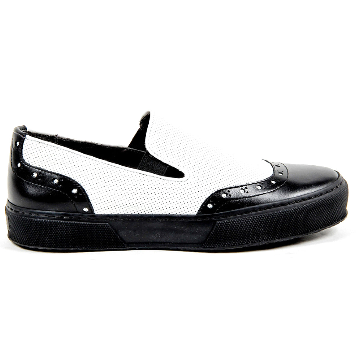 Robert Clergerie Paris Sneaker slip-on da donna TILO02 V LISSE NOIR VL PERFO BLANCO
