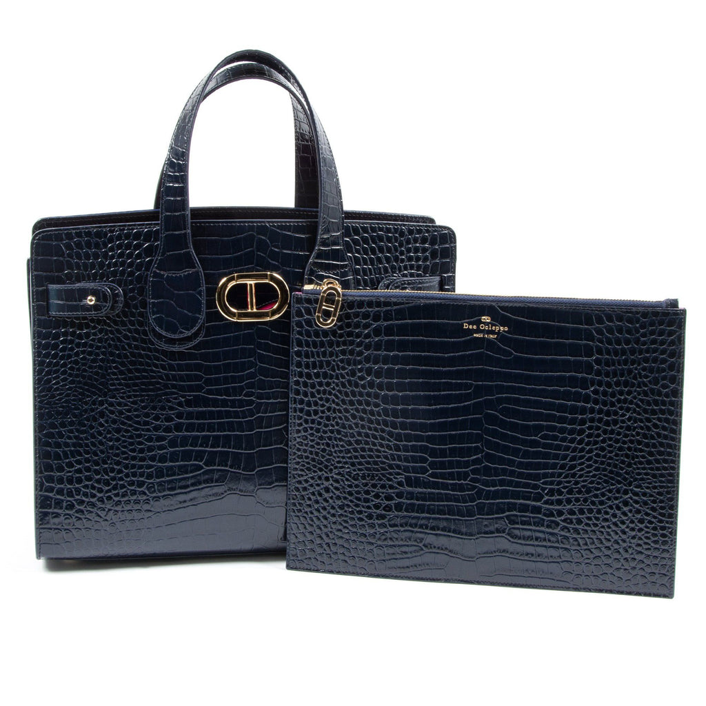 Borsa tote grande blu Verona Cocco