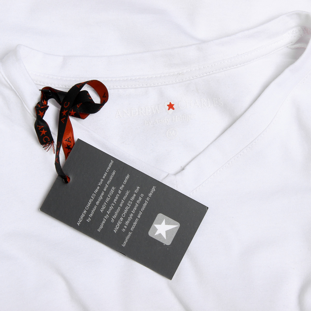 Andrew Charles T-shirt da uomo a maniche corte con scollo a V bianca KENAN