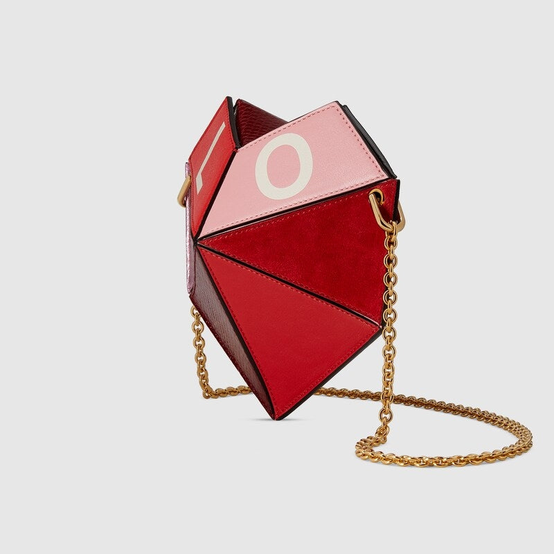 Gucci Borsa a tracolla piccola a forma di cuore rosso rosa