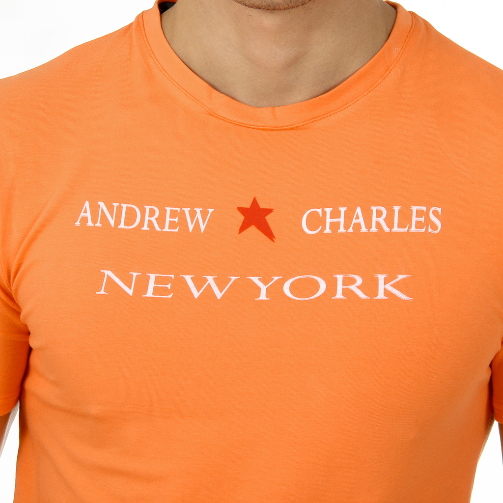 Andrew Charles T-shirt da uomo a maniche corte con scollo rotondo arancione KEITA