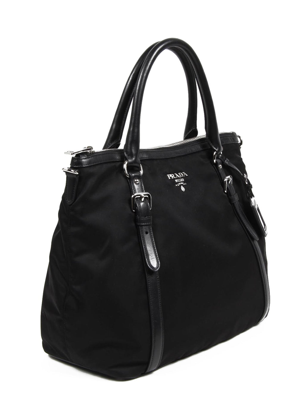 Prada Shopping Tote BR5116 Tessuto Morbido Vitello Nero