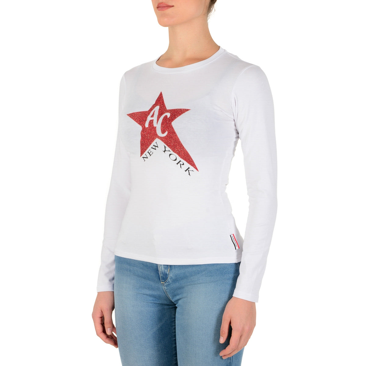 Andrew Charles By Andy Hilfiger T-shirt da donna LS TS602 031002 PHENIX WHITE S8