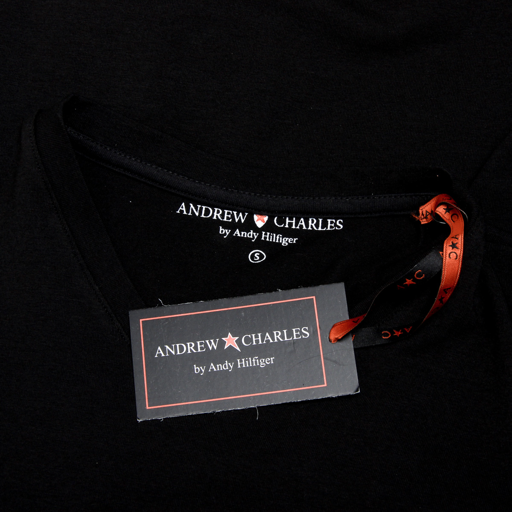Andrew Charles Maglietta da uomo a maniche corte con scollo a V, nera KENAN