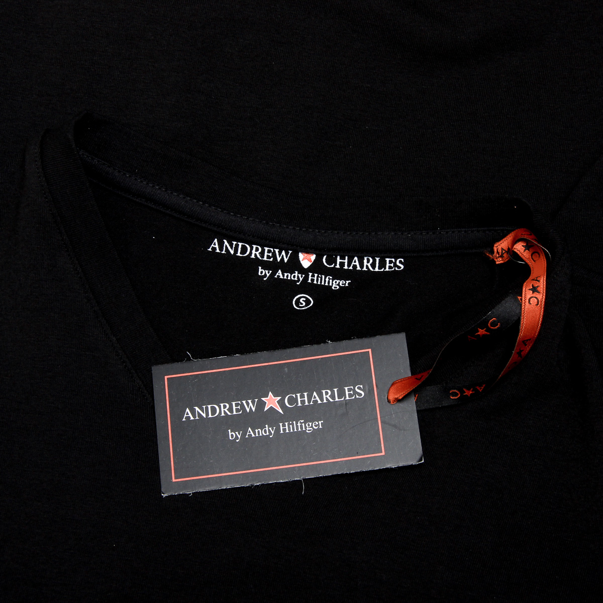 Andrew Charles Maglietta da uomo a maniche corte con scollo a V, nera KENAN