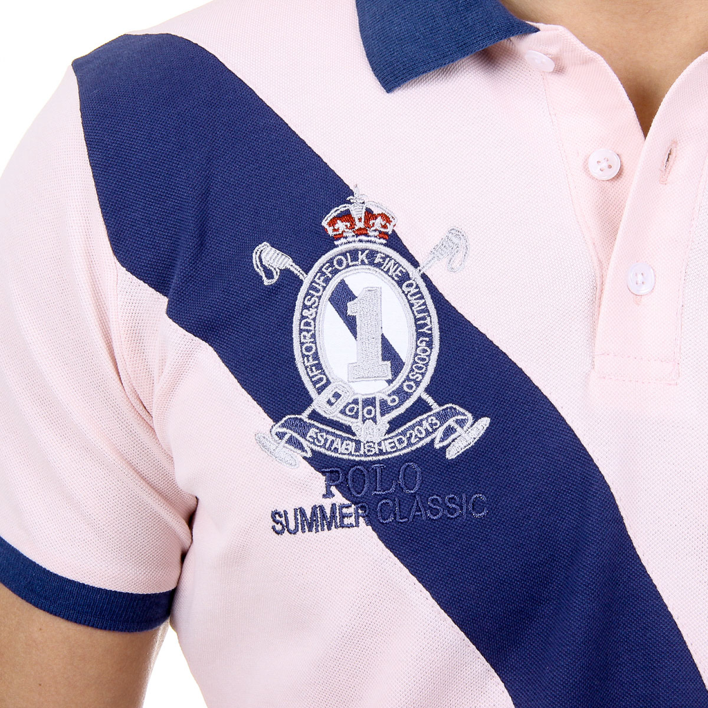 Polo da uomo a maniche corte Ufford & Suffolk Polo Club US004 ROSA