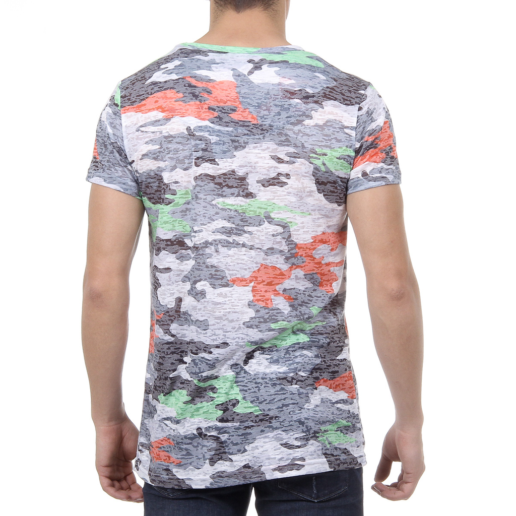 V 1969 Italia T-shirt da uomo a maniche corte con scollo rotondo multicolore OWEN