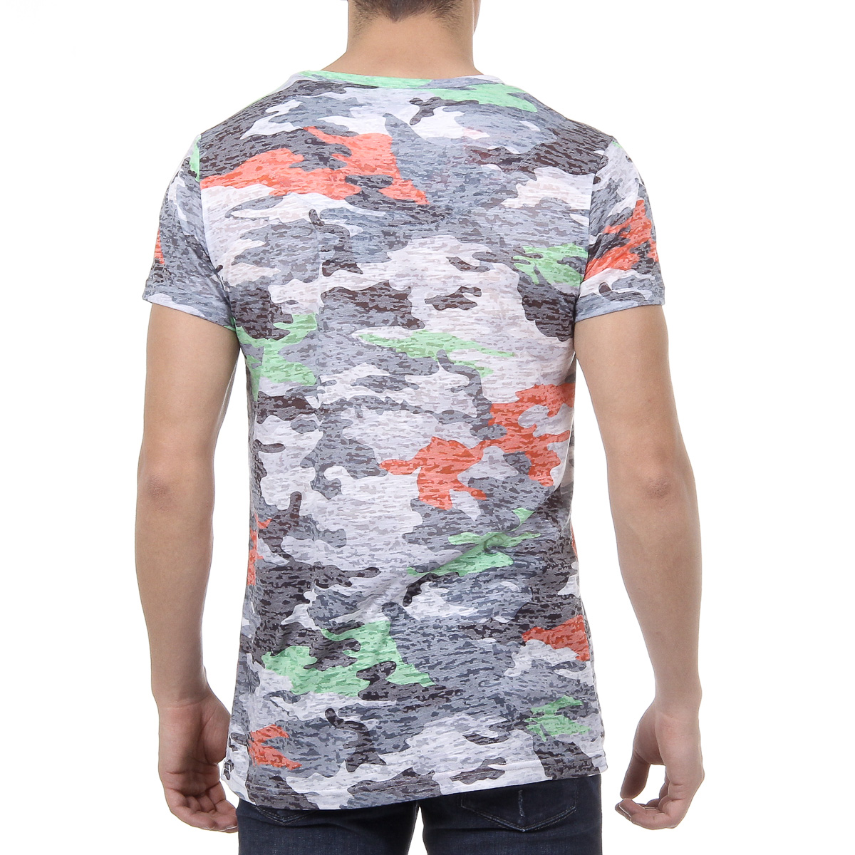 V 1969 Italia T-shirt da uomo a maniche corte con scollo rotondo multicolore OWEN