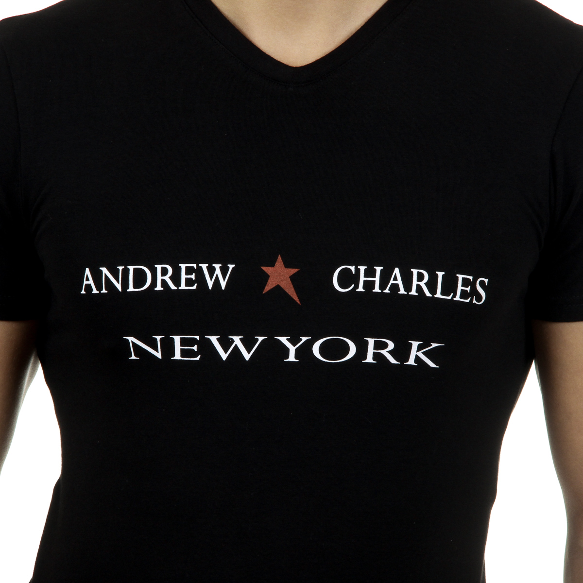 Andrew Charles Maglietta da uomo a maniche corte con scollo a V, nera KENAN
