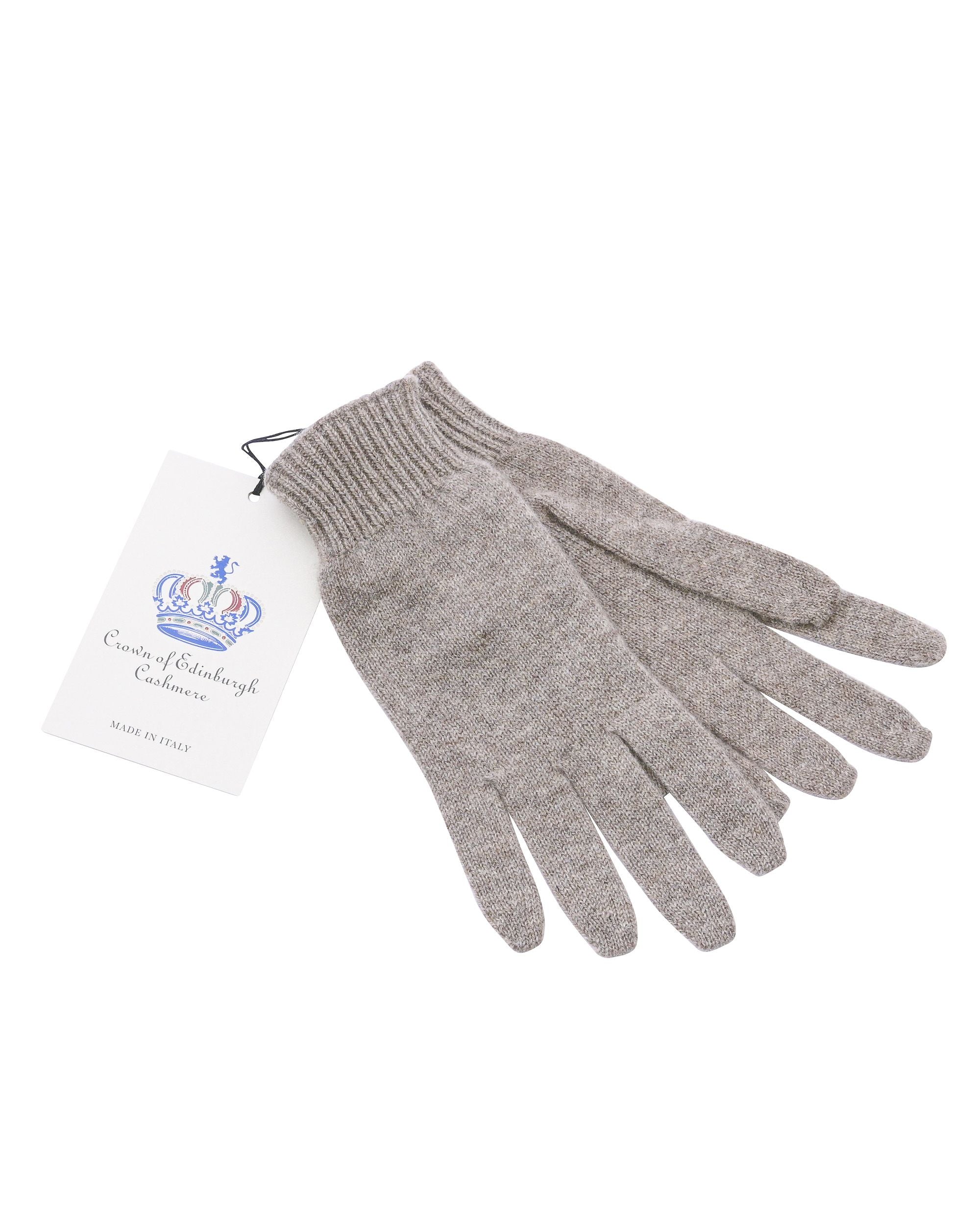 Guanti corti da donna in cashmere Crown of Edinburgh COE 001 TAUPE