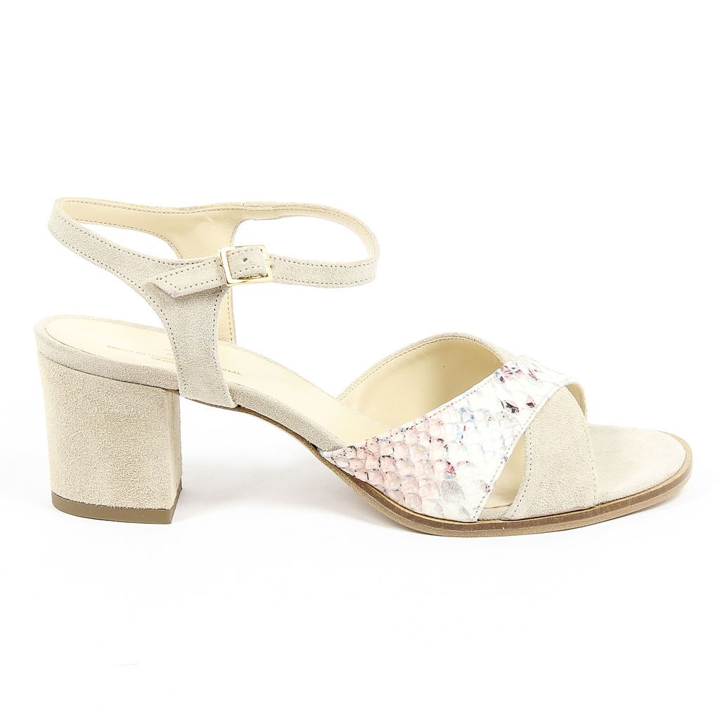 V 1969 Italia Sandalo con cinturino alla caviglia da donna Beige VERA