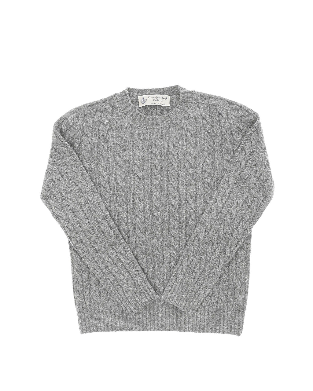 Maglione girocollo da donna in cashmere Crown of Edinburgh COE 0013 GRIGIO