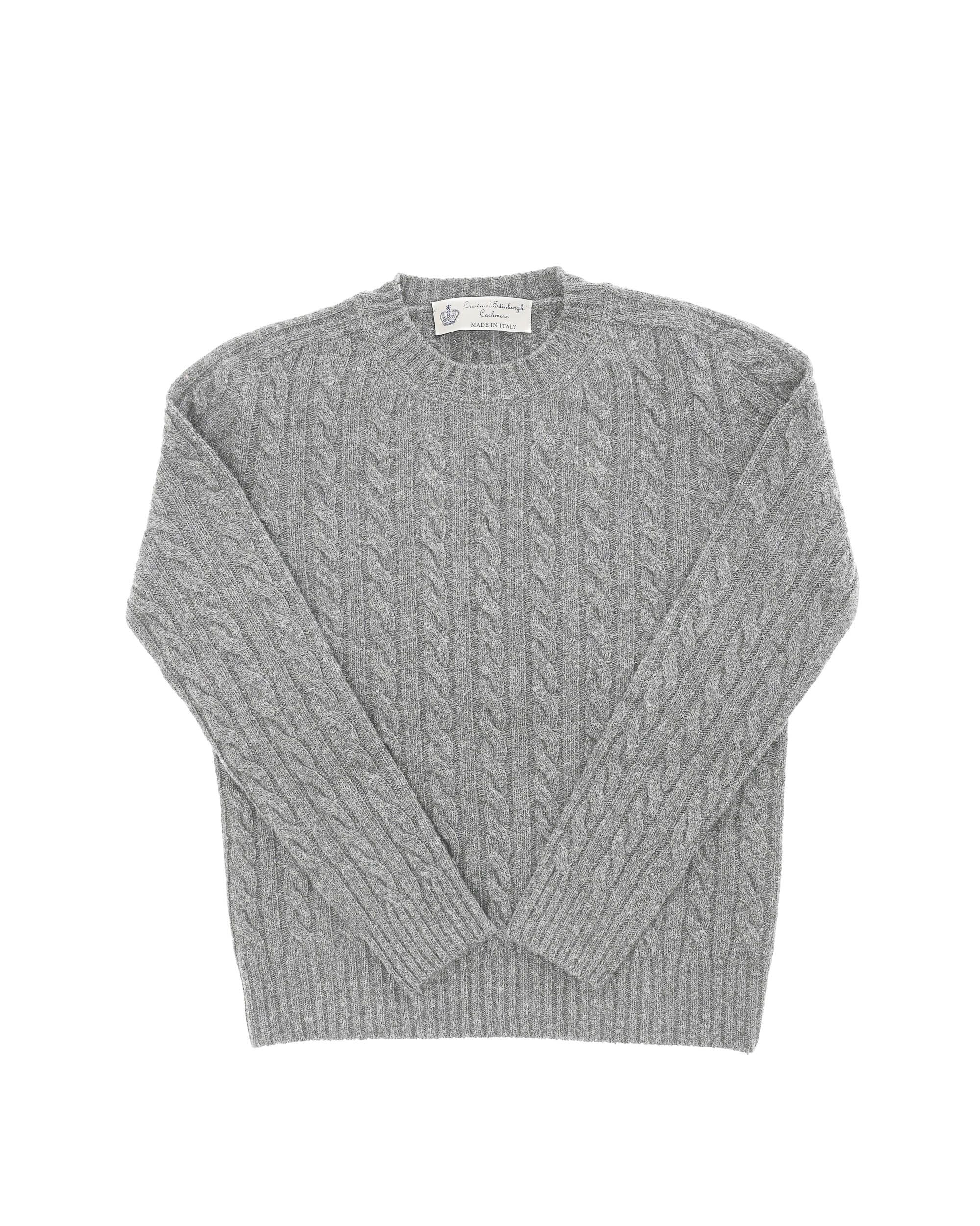 Maglione girocollo da donna in cashmere Crown of Edinburgh COE 0013 GRIGIO