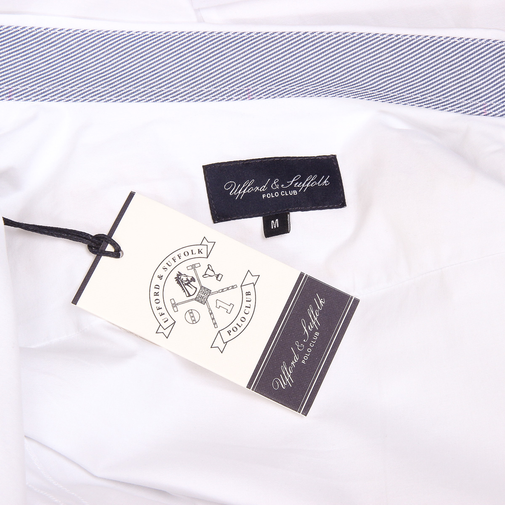 Ufford & Suffolk Polo Club Camicia da uomo a maniche lunghe US010 BIANCO