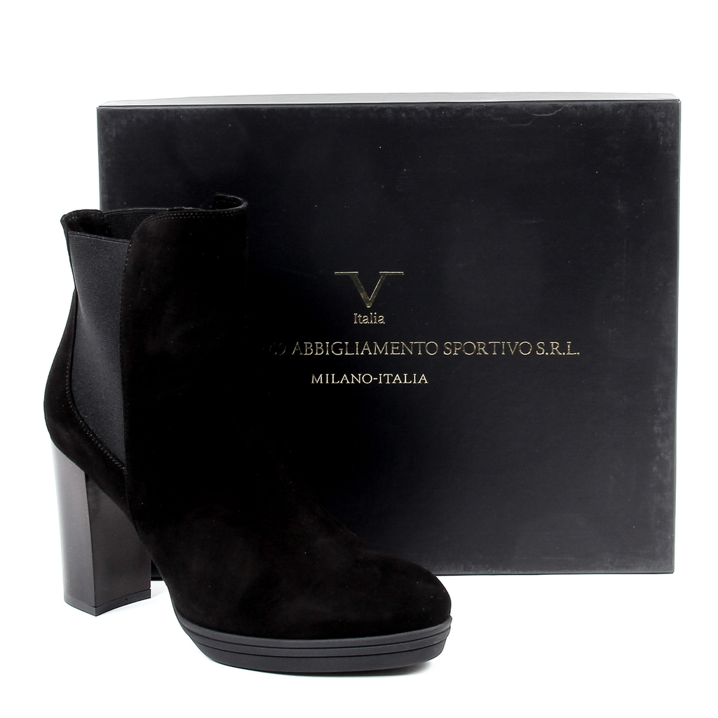 V 1969 Italia Stivaletto con tacco da donna nero MADELYN