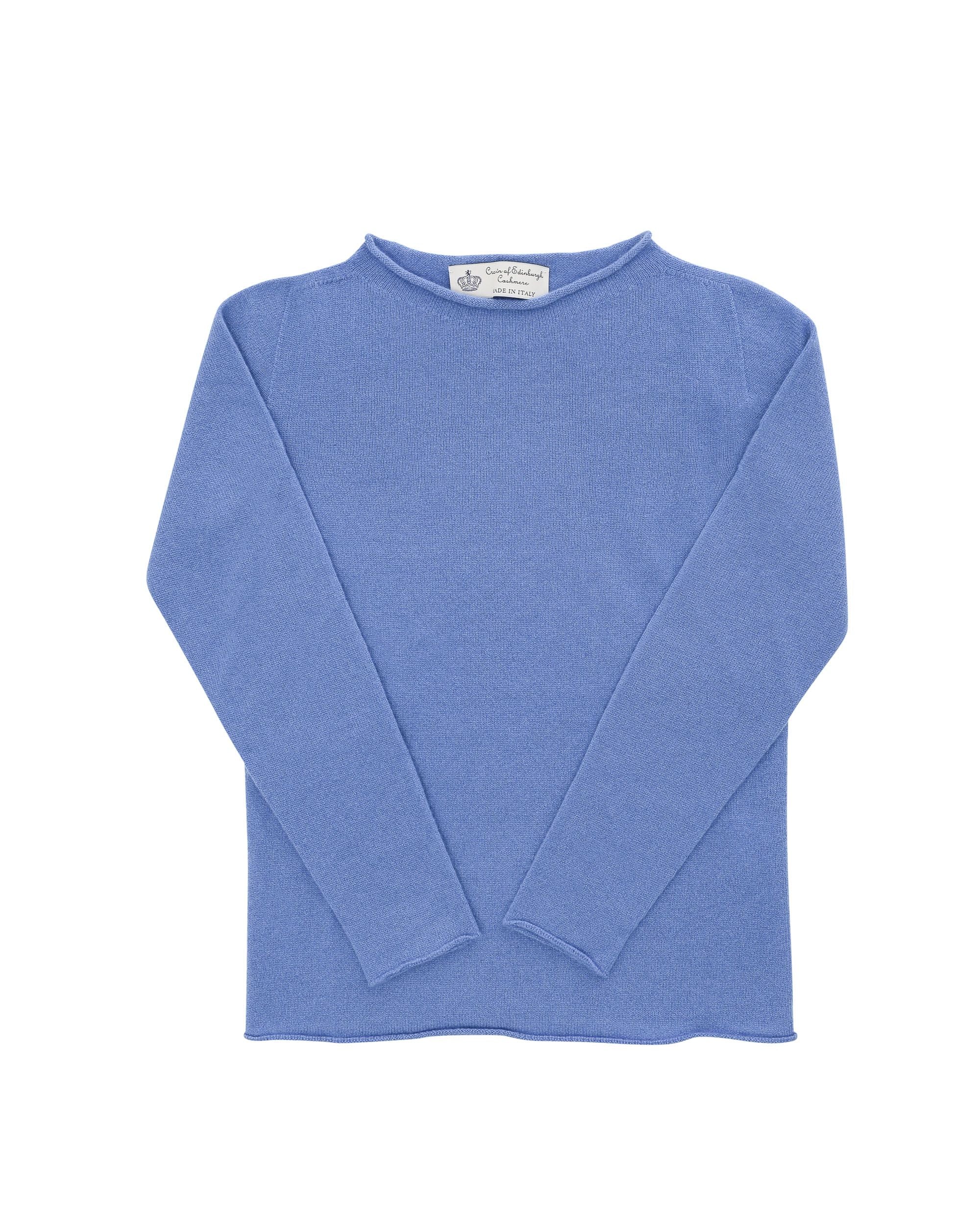 Maglione da donna con scollo a barca in cashmere Crown of Edinburgh COE 0025 BLU BRILLANTE