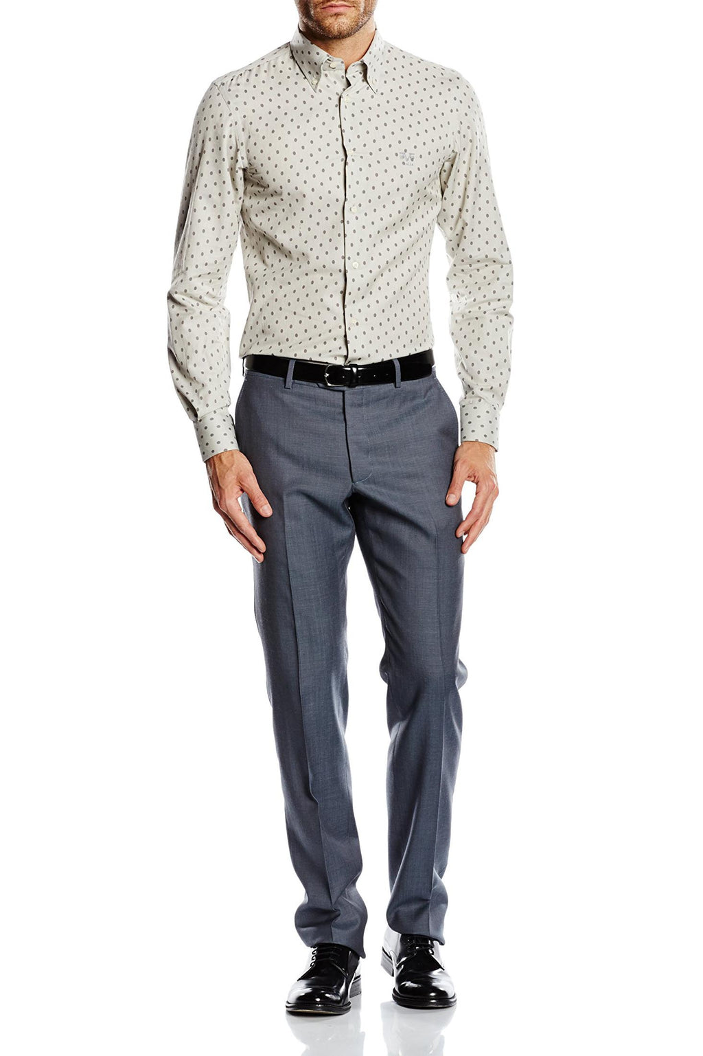 Camicia da uomo slim fit con bottoni e collo alto V 1969 Italia SBD11