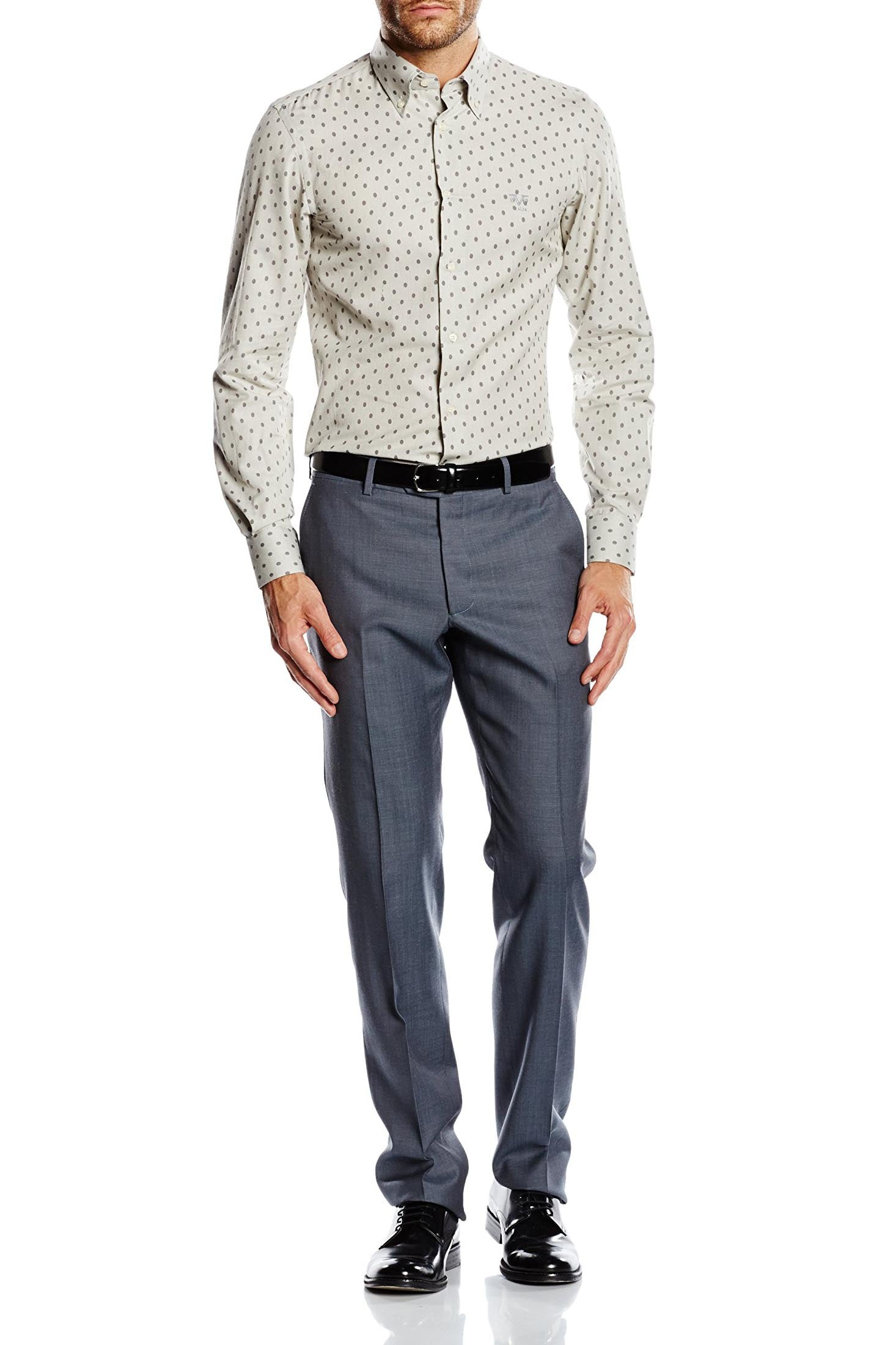 Camicia da uomo slim fit con bottoni e collo alto V 1969 Italia SBD11