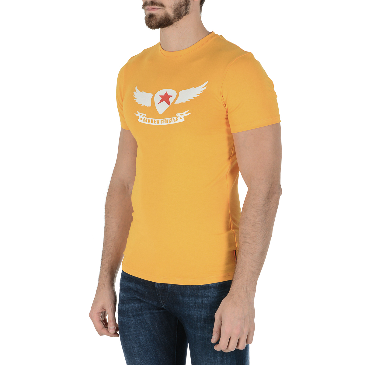 Andrew Charles T-shirt da uomo a maniche corte con scollo rotondo gialla KEITA