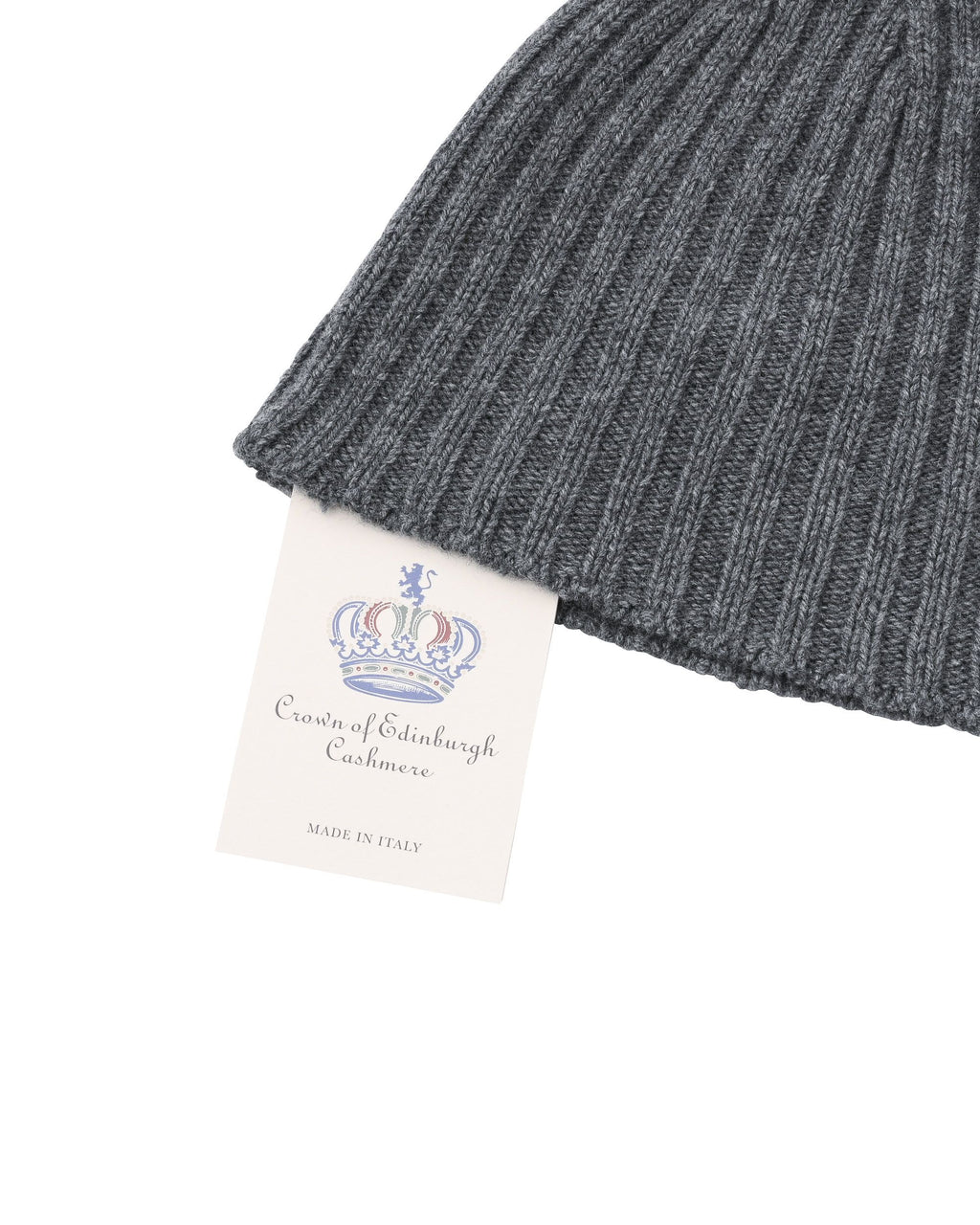 Berretto a coste da donna in cashmere Crown of Edinburgh COE 0045 GRIGIO SCURO