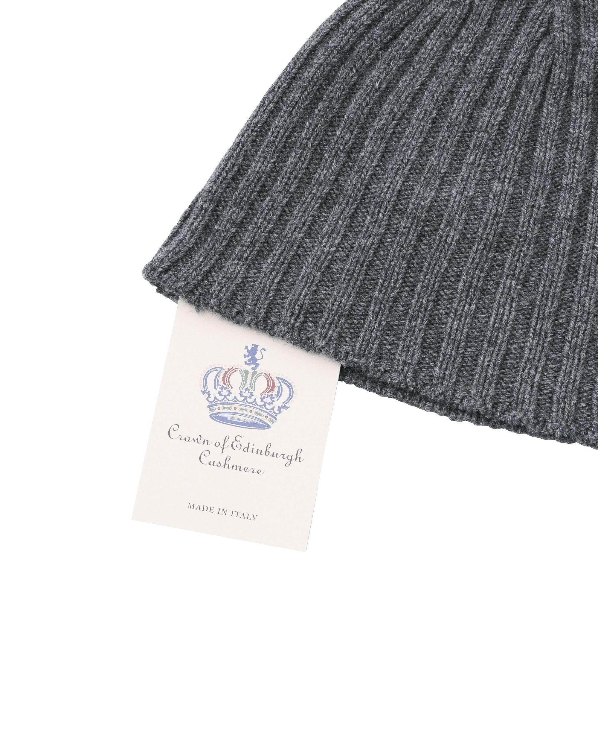 Berretto a coste da donna in cashmere Crown of Edinburgh COE 0045 GRIGIO SCURO
