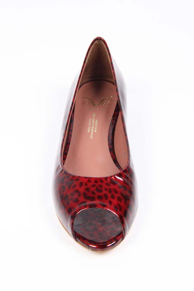 V 1969 Italia Ballerina da donna con tacco e punta aperta 5480-STEFY N PE PELLAME STAMPATO LEOPARD