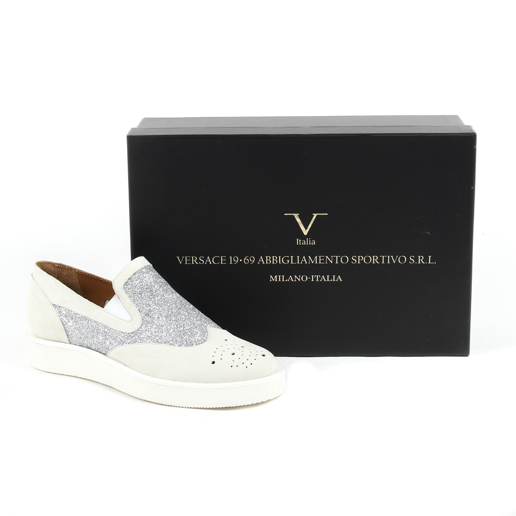 V 1969 Italia Womens Slip On Sneaker 302126 NABUK YOMO MILKY GLIT ARG