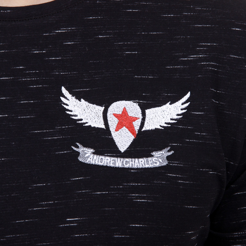 Andrew Charles T-shirt da uomo a maniche corte con scollo tondo nera DYLAN