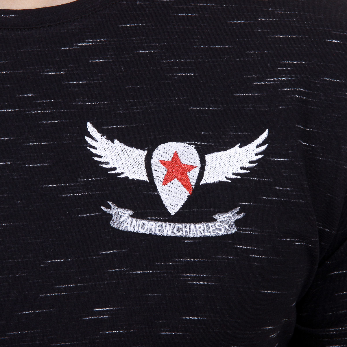 Andrew Charles T-shirt da uomo a maniche corte con scollo tondo nera DYLAN