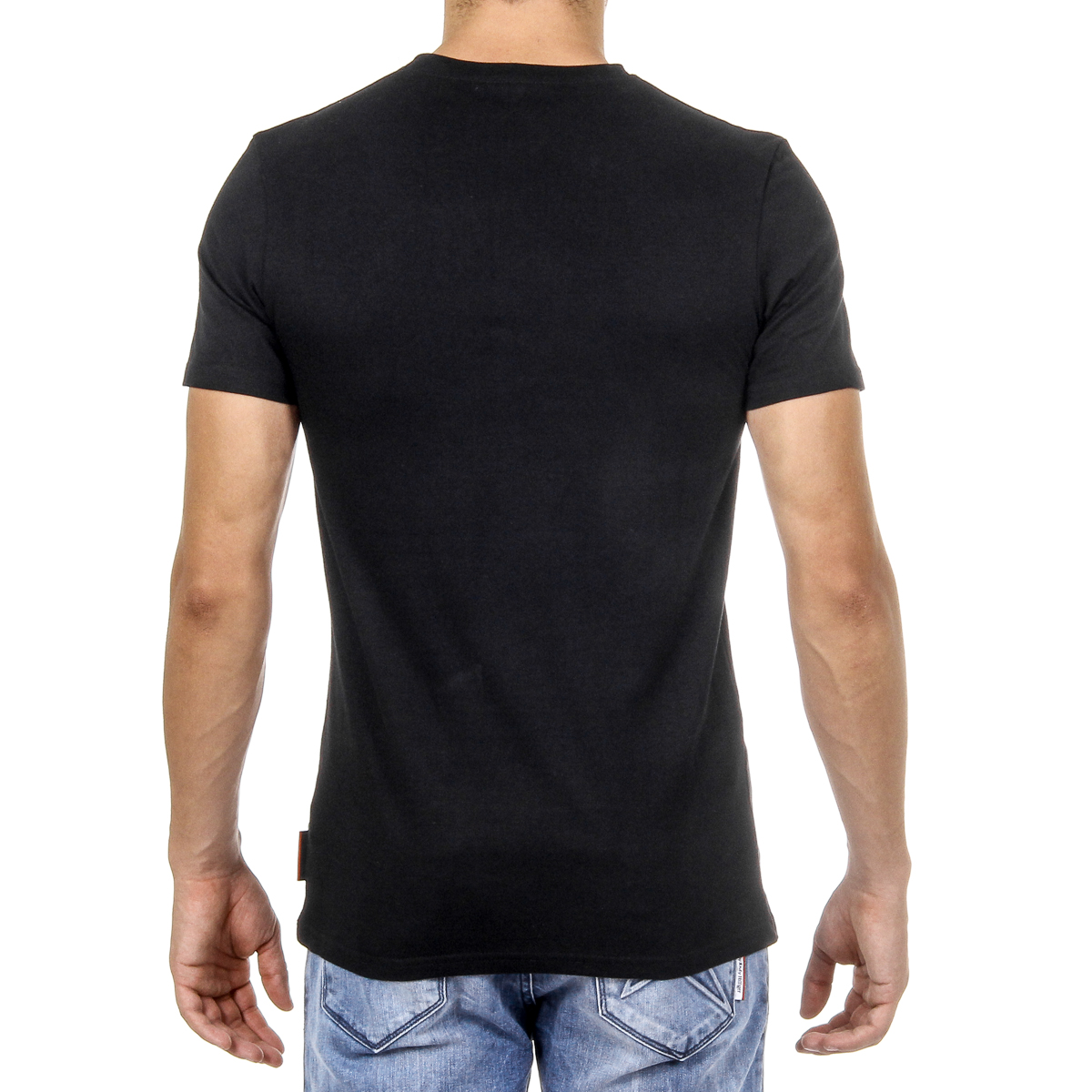 Andrew Charles T-shirt da uomo a maniche corte con scollo rotondo, nera KEITA