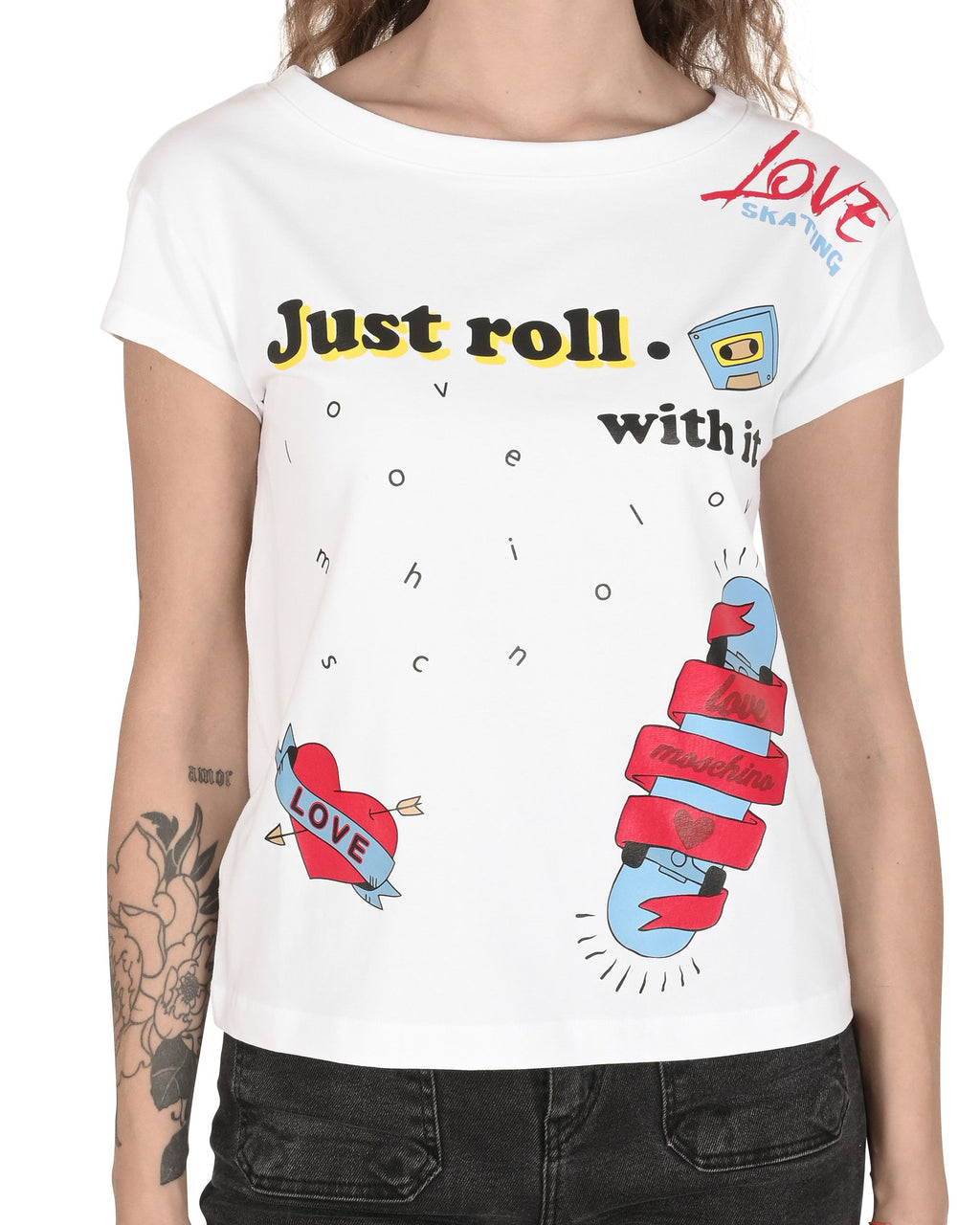 T-shirt da donna Love Moschino W 4 F30 3E E 1951 A00 BIANCO OTTICO