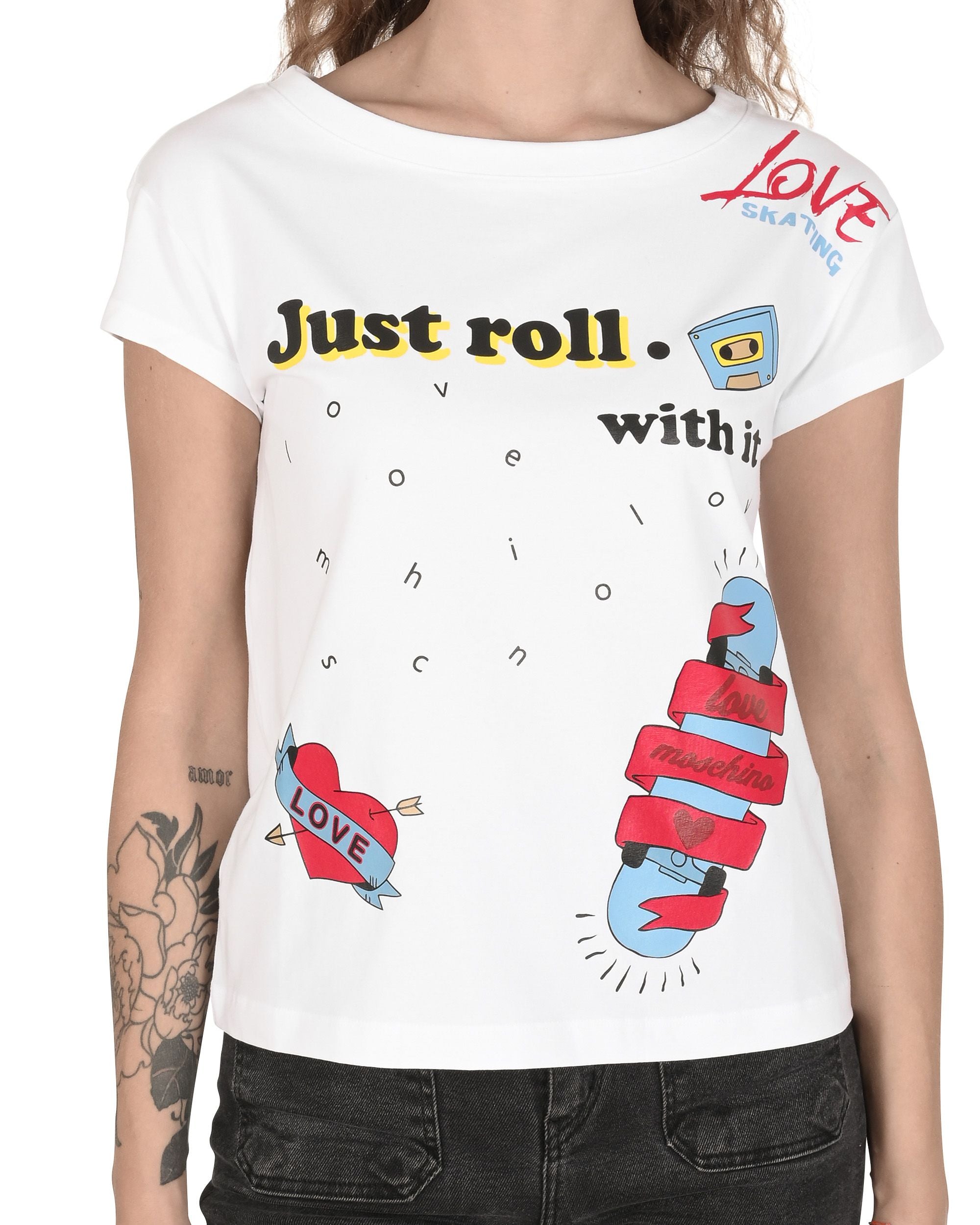 T-shirt da donna Love Moschino W 4 F30 3E E 1951 A00 BIANCO OTTICO