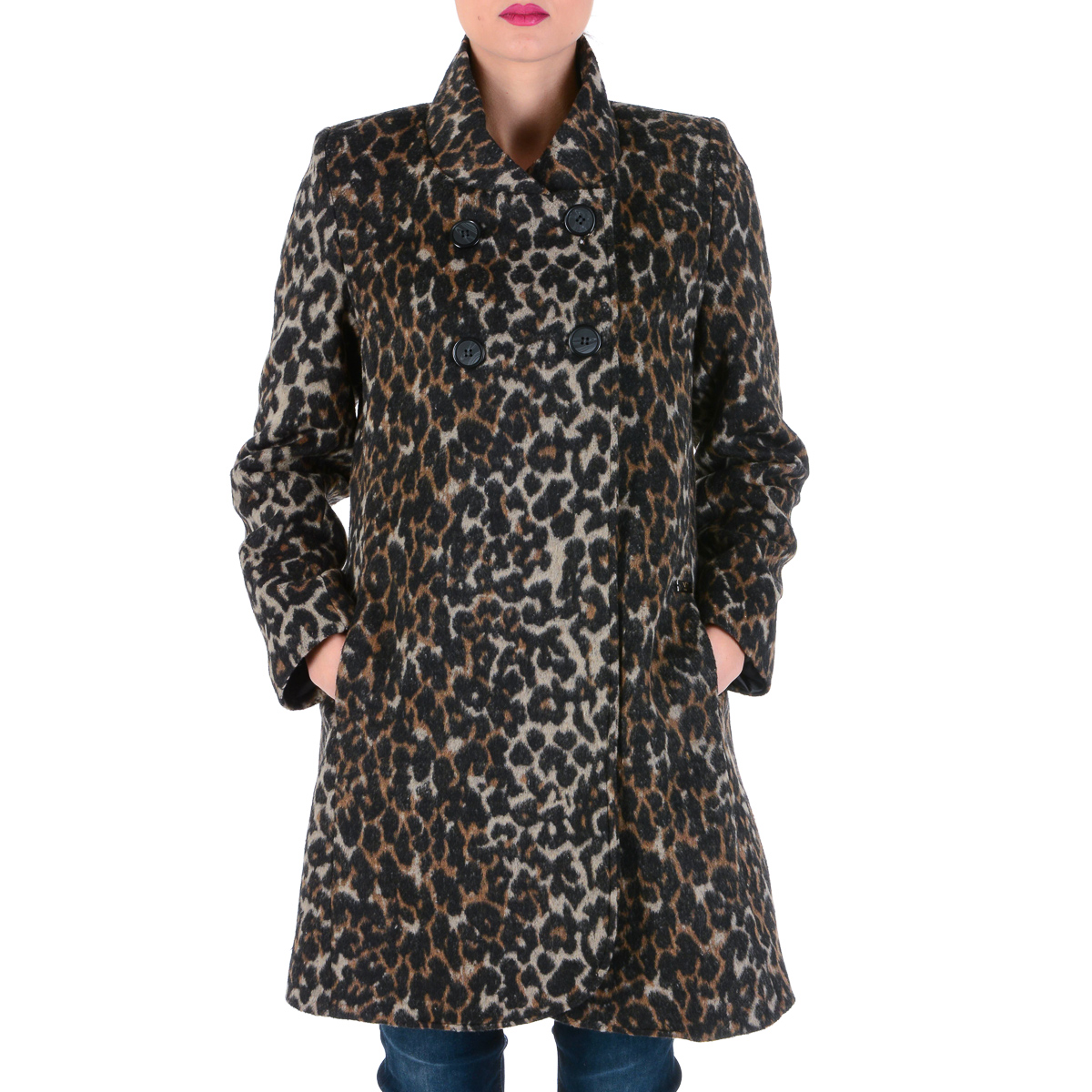 V 1969 Italia Cappotto da donna a maniche lunghe Marrone CHEYENNE
