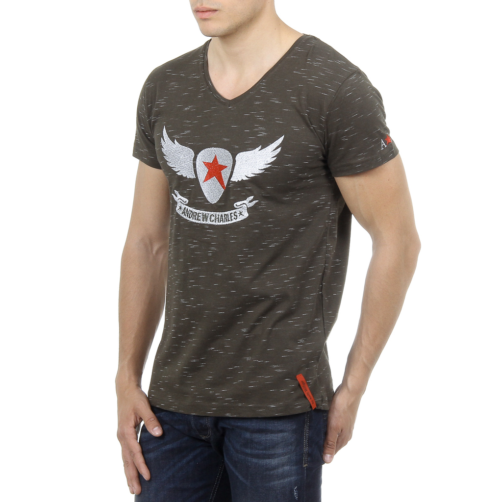 Andrew Charles T-shirt da uomo a maniche corte con scollo a V verde scuro CONNOR