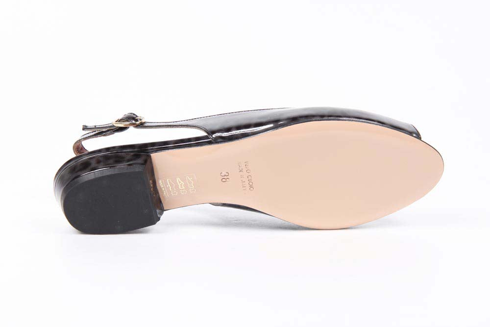 Sandalo Slingback da Donna V 1969 Italia 5485-STEFY PE PELLAME STAMPATO LEOPARDATO GR