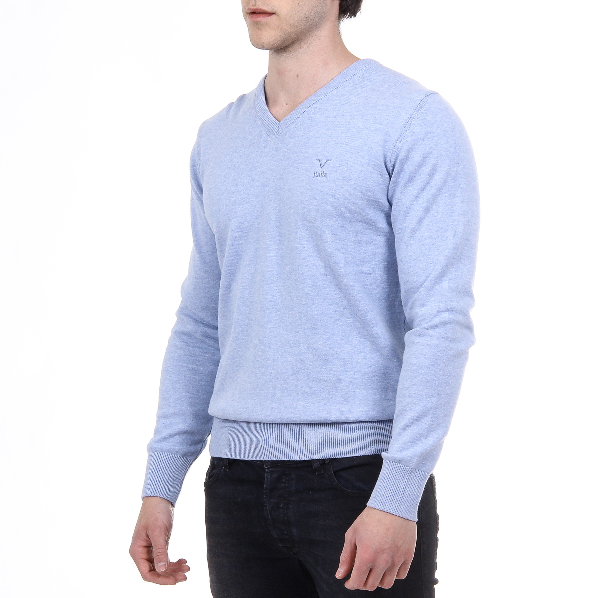 V 1969 Italia Maglione da uomo a maniche lunghe con scollo a V
